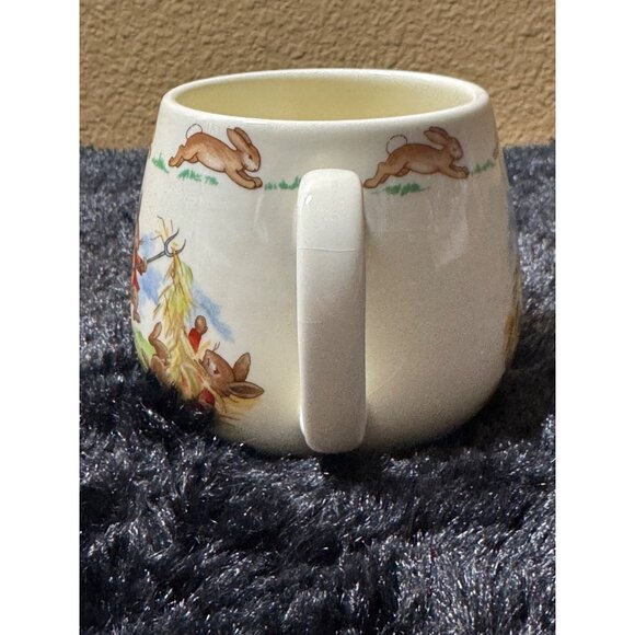 Royal Doulton Bunnykins Two-Handled Fine Bone China Mug Playing In The Hay - Picture 2 of 6